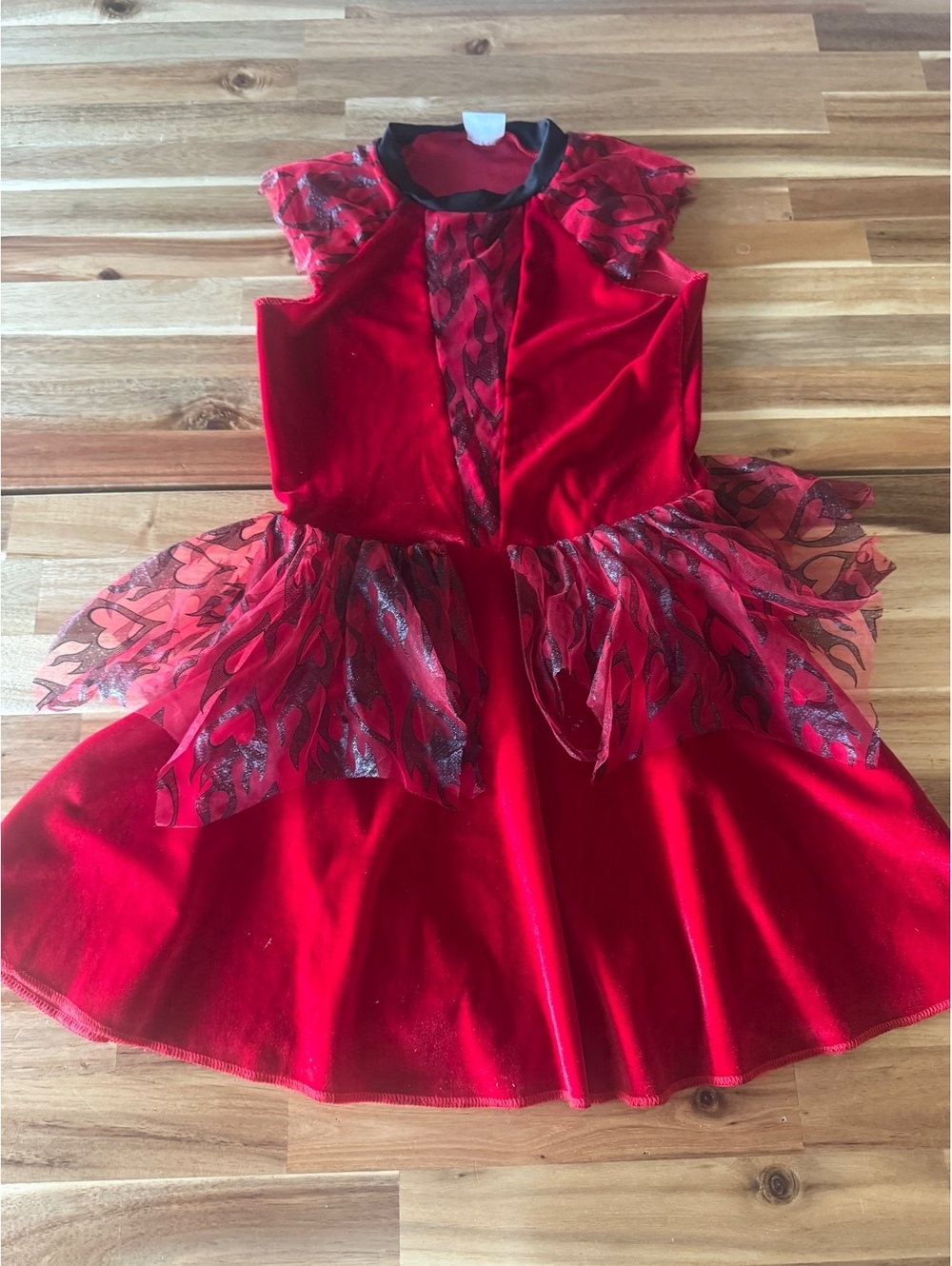Spirit Halloween Kids Medium Red Costume Velvet Flame Heart Dress Halloween